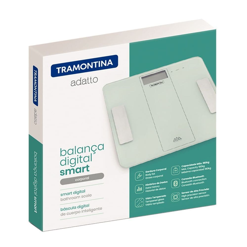 Balança Digital Smart Conexão Bluetooth Gordura corporal Vidro Temperado Tramontina