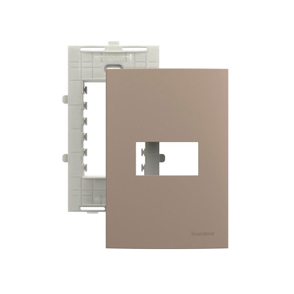 Placa com Suporte MarGirius Sleek Colors 4x2 para 1 Módulo Horizontal Argila
