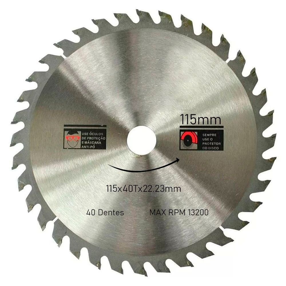 Disco De Serra Circular Com 40 Dentes 4-1/2" 115mm Para Madeira