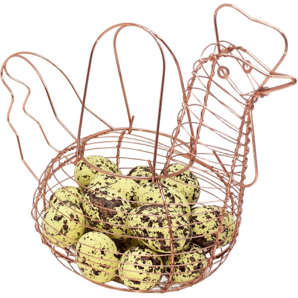 Cesto Galinha Porta Ovos Decorativo Aramado 12 Ovos Amarelo