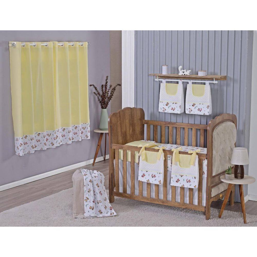 Enxoval Bebe Kit Berço Americano Cortina Algodão Menino