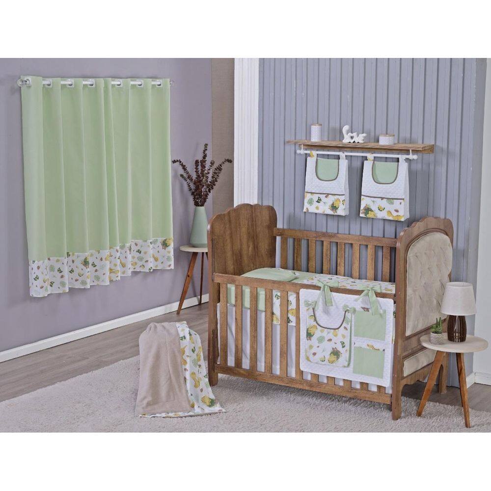 Enxoval Bebe Kit Berço Americano Cortina Algodão Menino