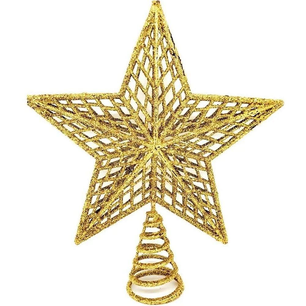 Estrela Ponteira Natalina Árvore Natal Dourado Glitter 20cm