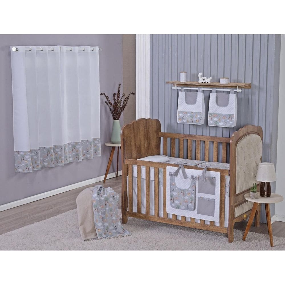 Enxoval Bebe Kit Berço Americano Cortina Algodão Menino