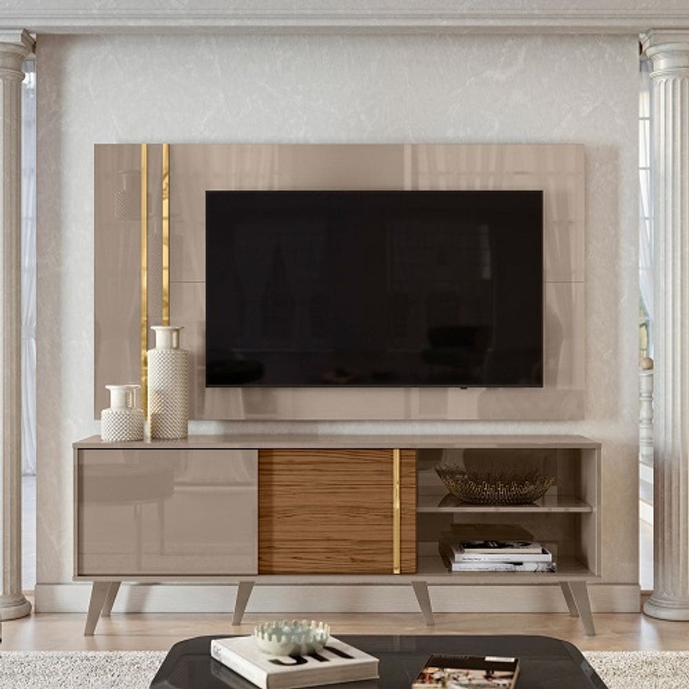 Rack Com Painel Cronos Fendii/Naturalle - Madetec Móveis