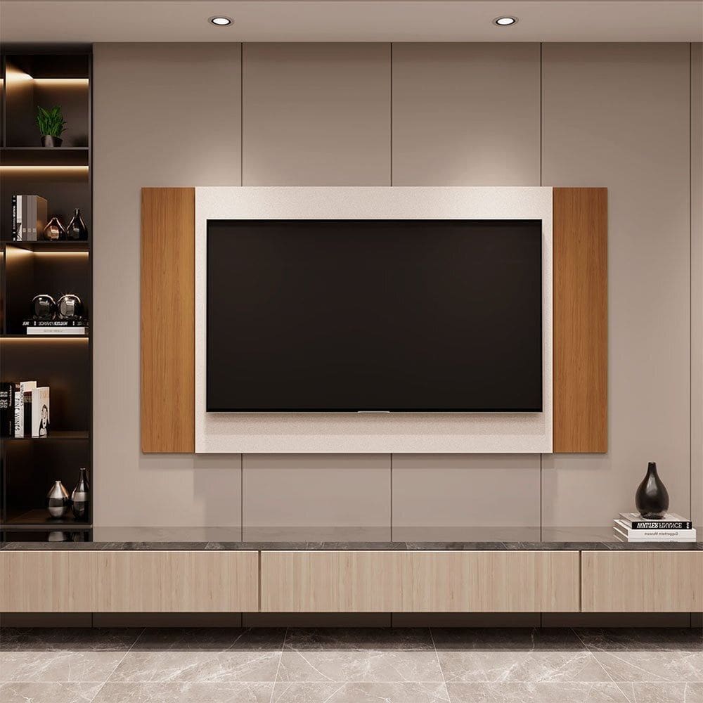 Painel para Tv 50 Polegadas Suspenso Fresno Perola Metalizado / Amendoa