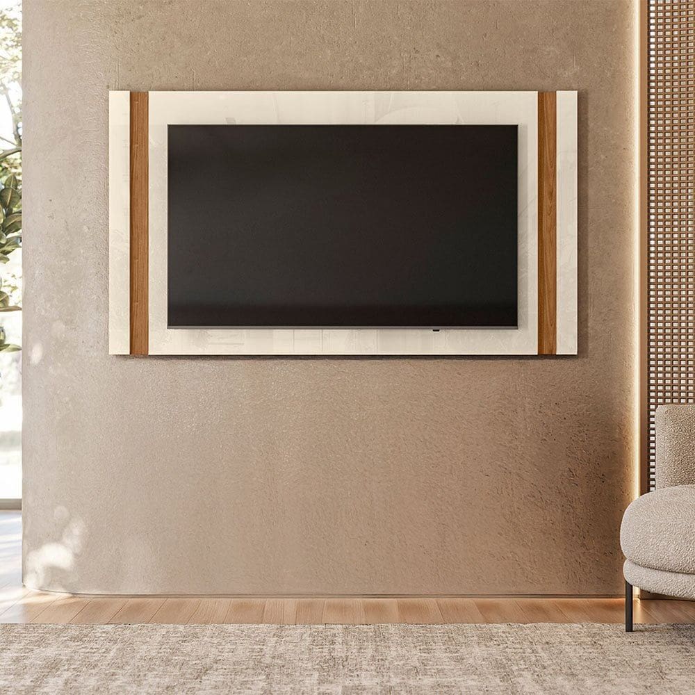 Painel para Tv 65 Polegadas 90cm X 180cm Living Off White / Amendoa