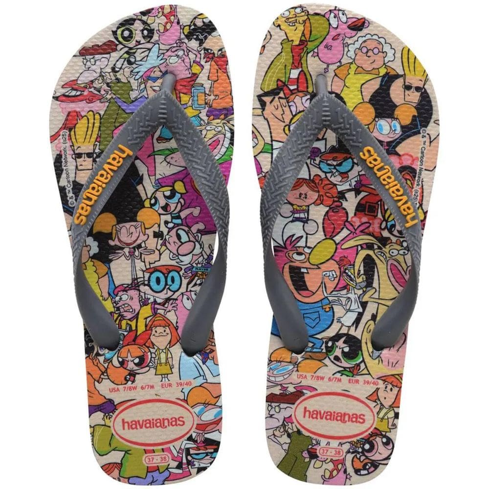 Chinelo Havaianas Top Warner Classics Masculino - Cinza e Amarelo