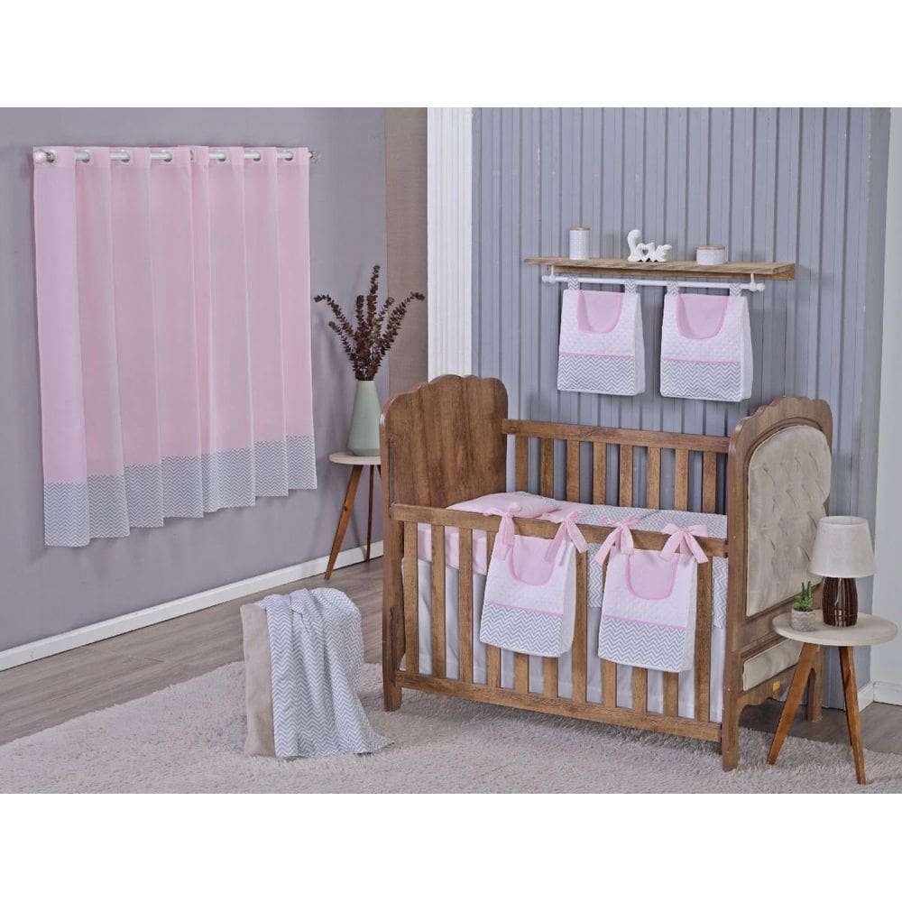 Enxoval Bebe Kit Berço Americano Cortina Algodão Menino