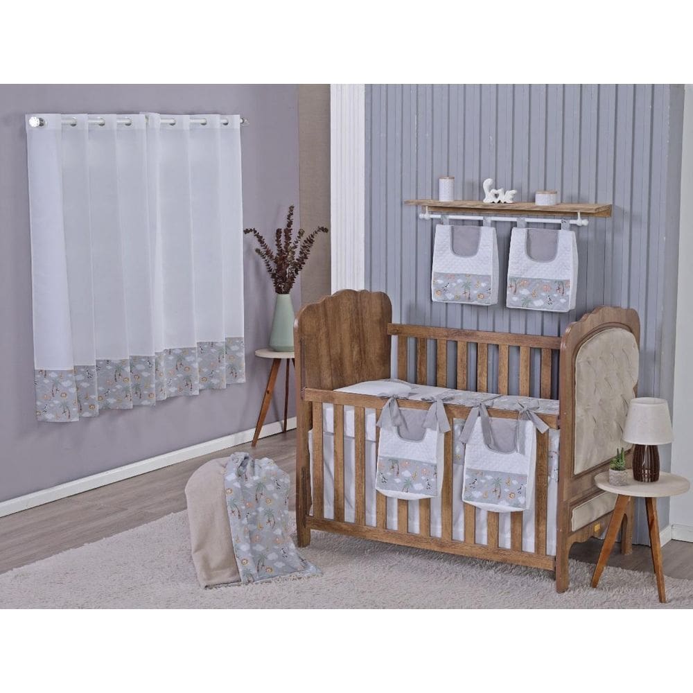 Enxoval Bebe Kit Berço Americano Cortina Algodão Menino