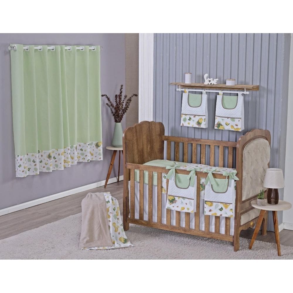 Enxoval Bebe Kit Berço Americano Cortina Algodão Menino