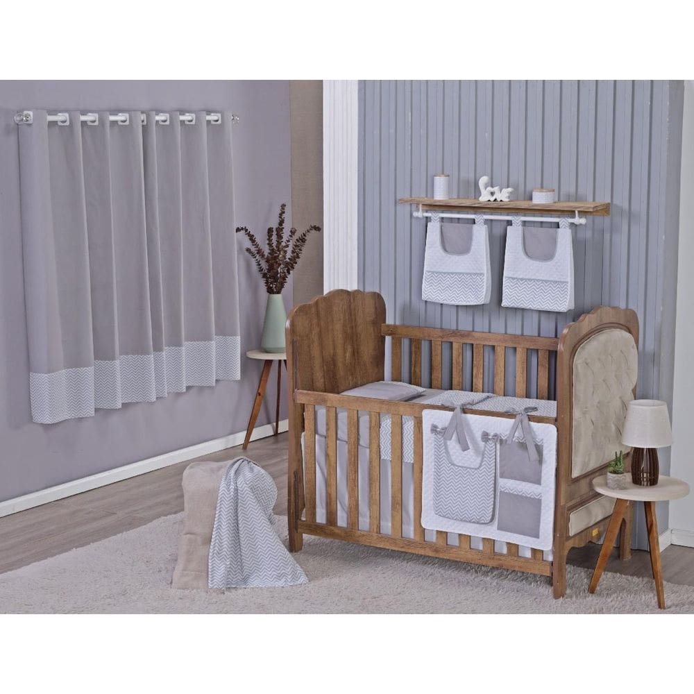 Enxoval Bebe Kit Berço Americano Cortina Algodão Menino