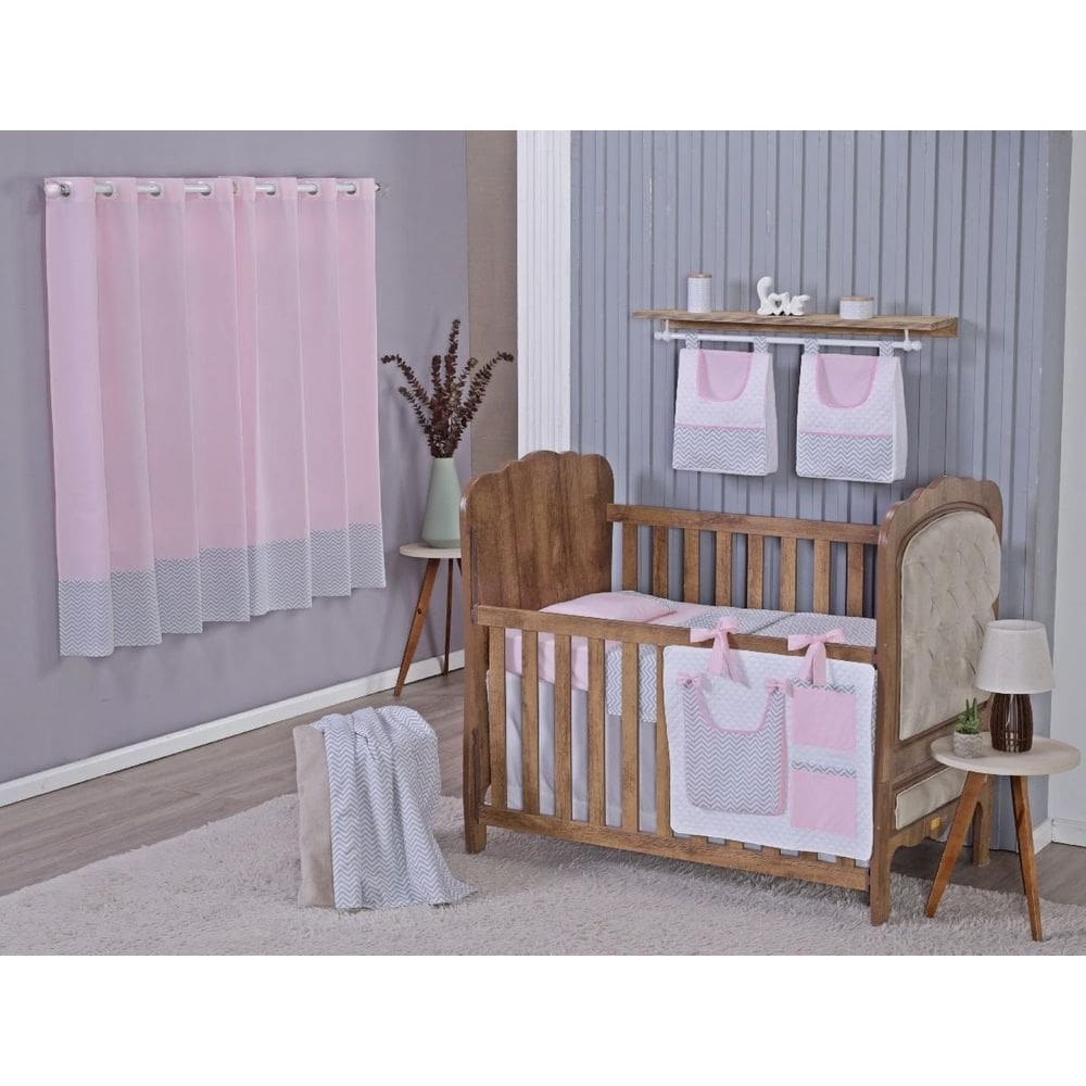 Enxoval Bebe Kit Berço Americano Cortina Algodão Menino