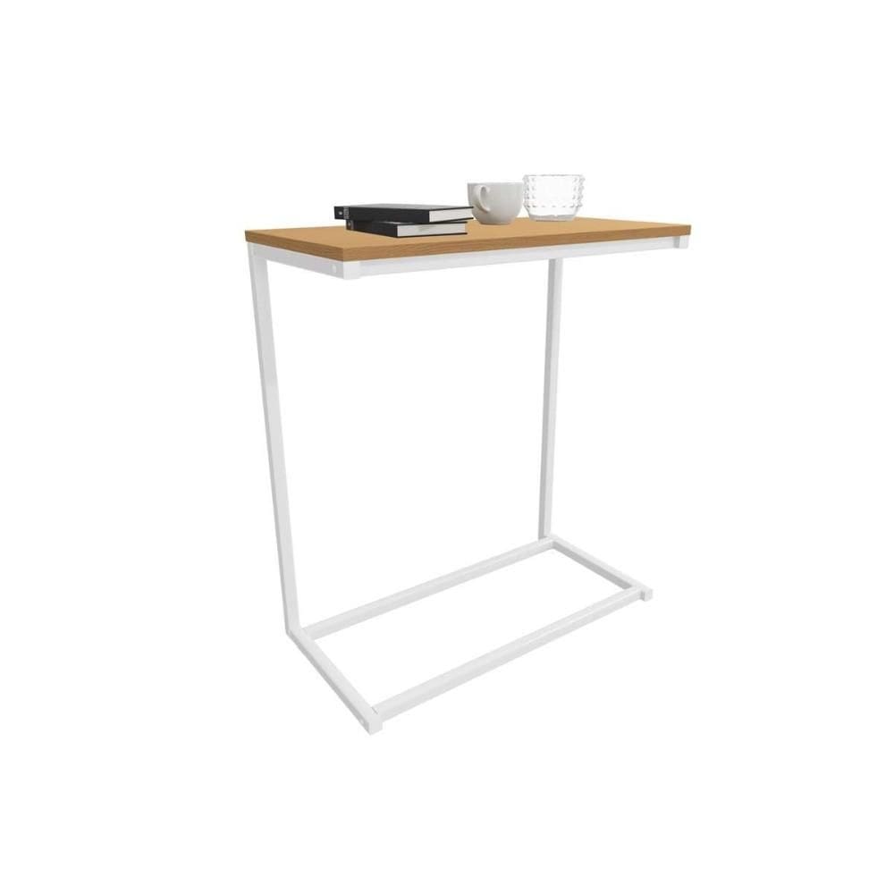 Mesa Lateral p/ Sala Industrial LI025 de Apoio Notebook Canela/Branco - Kappesberg