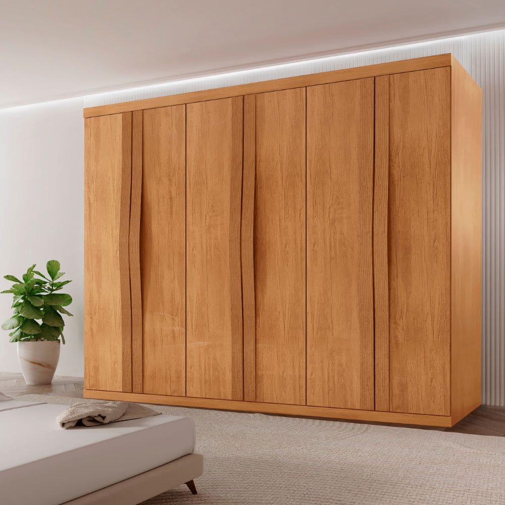 Guarda Roupa Casal Rommeo 100 MDF 6 Portas e 6 Gavetas Moderna Mobília