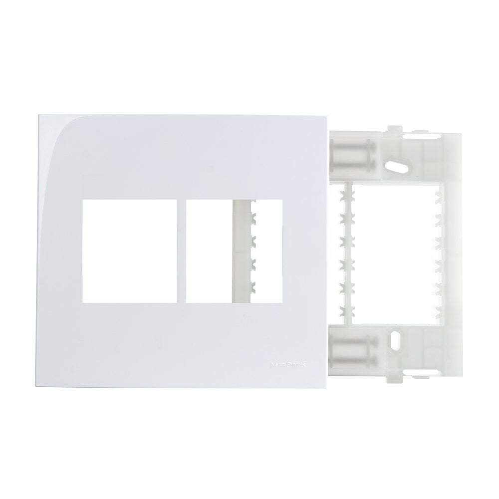 Placa com Suporte MarGirius Sleek 4x4 para 4 Módulos Horizontais Branca