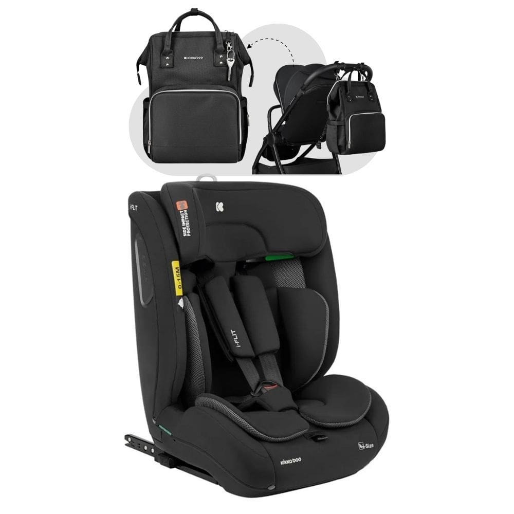 Cadeira De Carro I-Flit Isofix Black 9 A 36 Kg E Bolsa Maternidade Luxo Siena - Kikka Boo