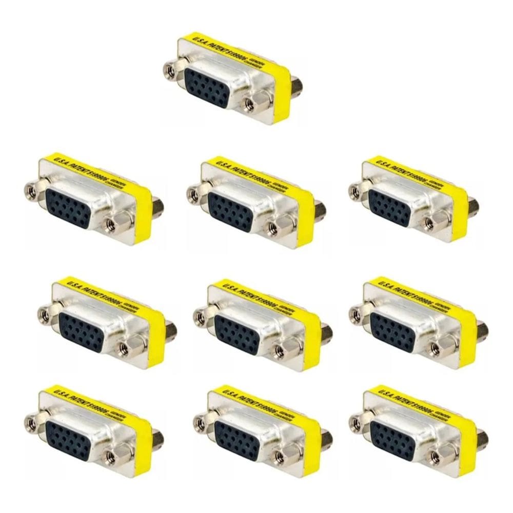 Kit 10 Emendas VGA HD15 Fêmea-Fêmea Alta Qualidade