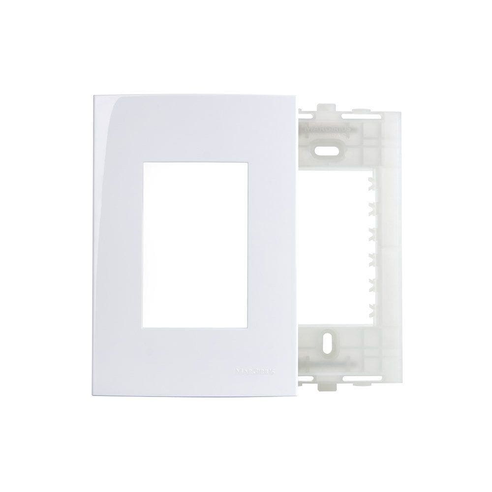 Placa com Suporte MarGirius Sleek 4x2 para 3 Módulos Horizontais Branca