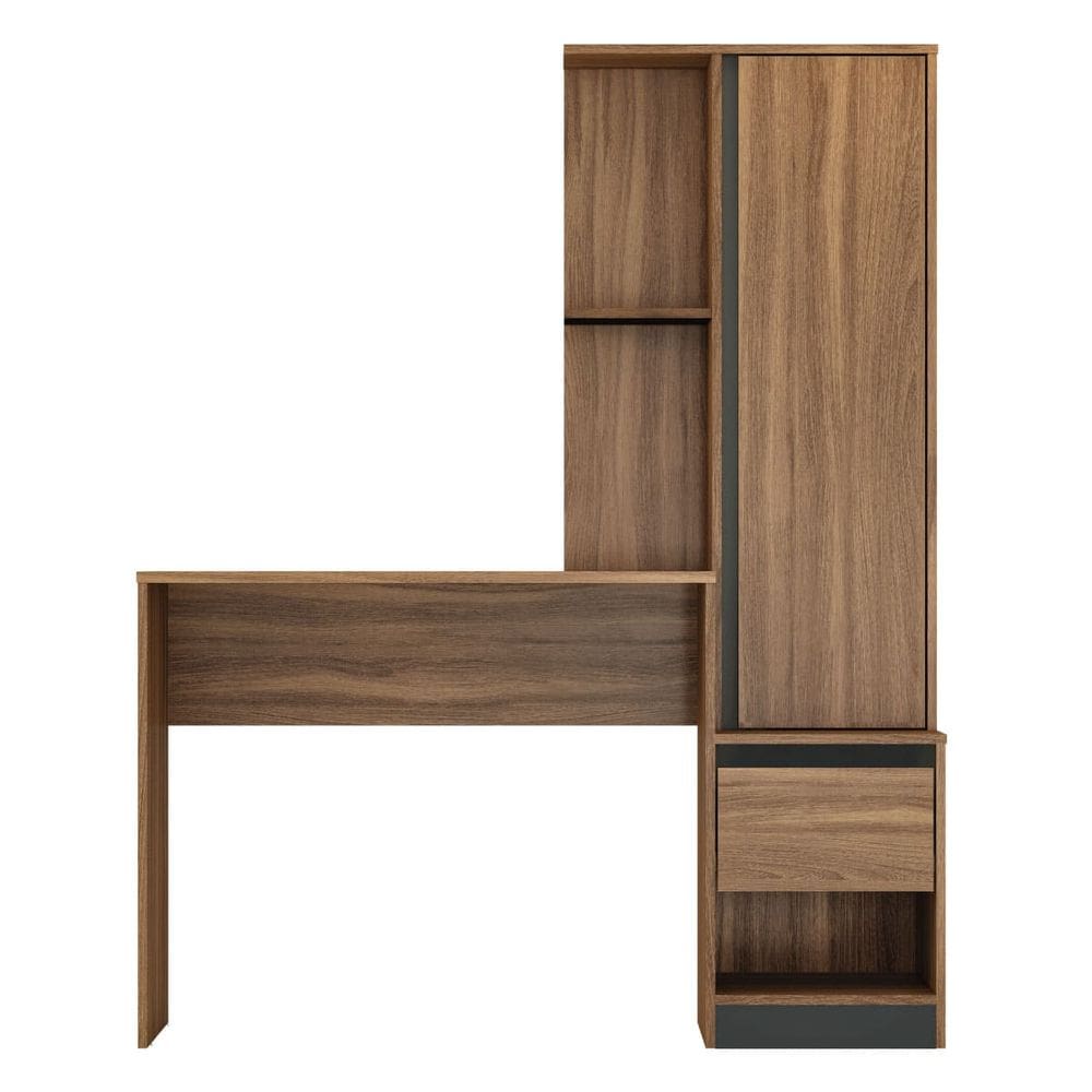 Mesa Escrivaninha Work Plus 126cmX158cm 1 Porta e 1 Gaveta Amendola-Grafito - EdeCasaMóveis