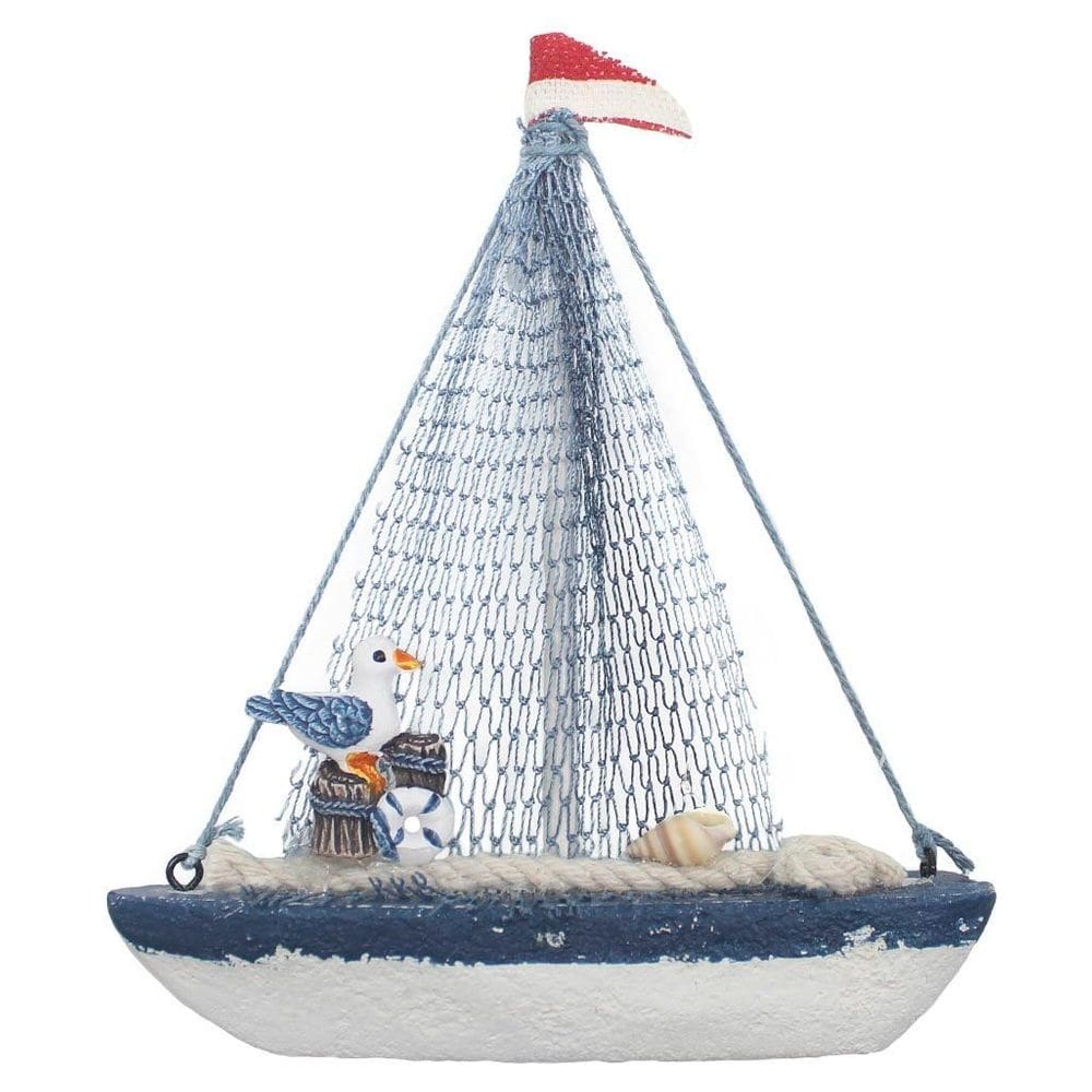 Miniatura Barco Navio De Madeira Veleiro Decoração Náutica  – 14,5cm