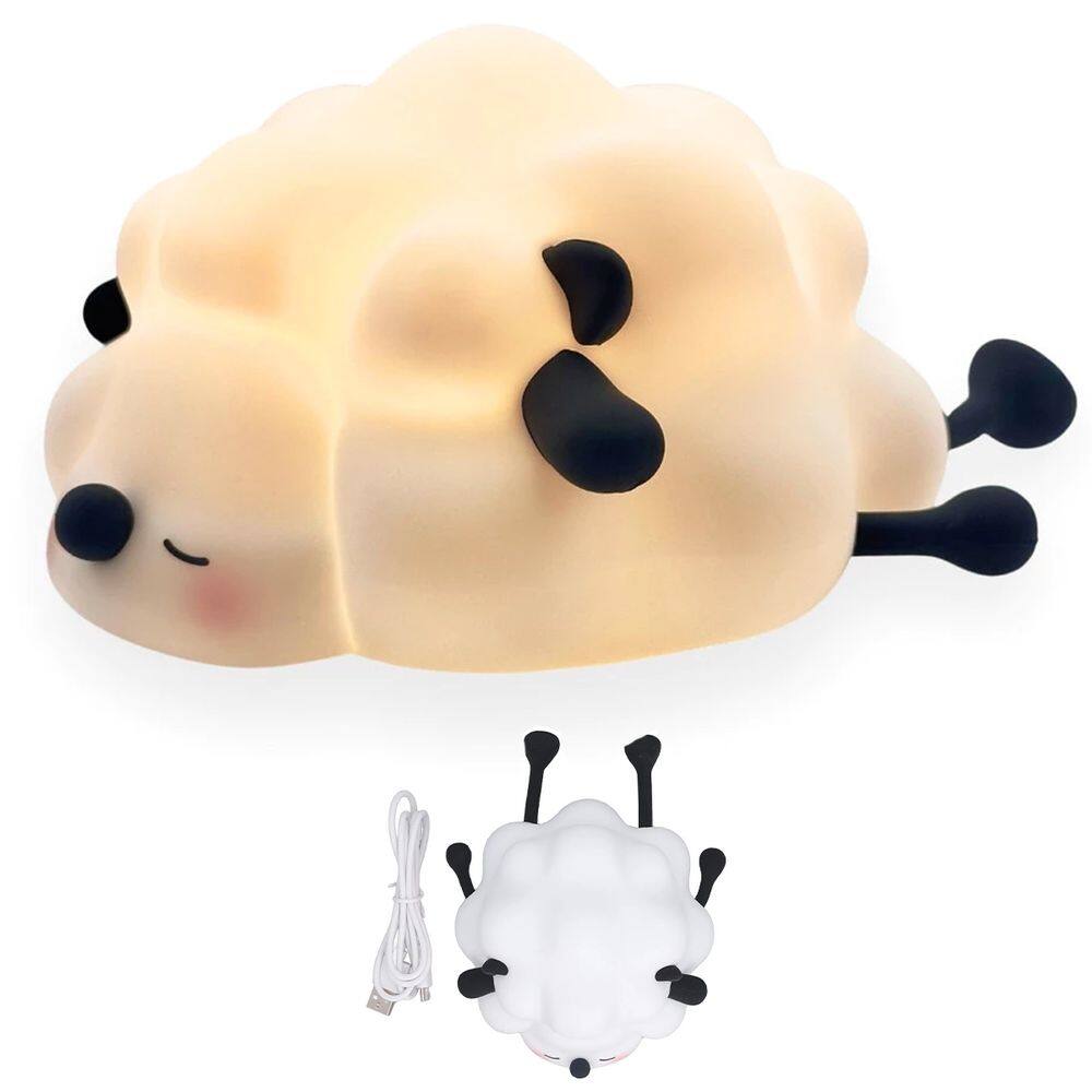 Luminaria Abajur Led Ovelha Dorminhoca Fofa Touch Muda De Cor Silicone Recarregavel Iluminaçao