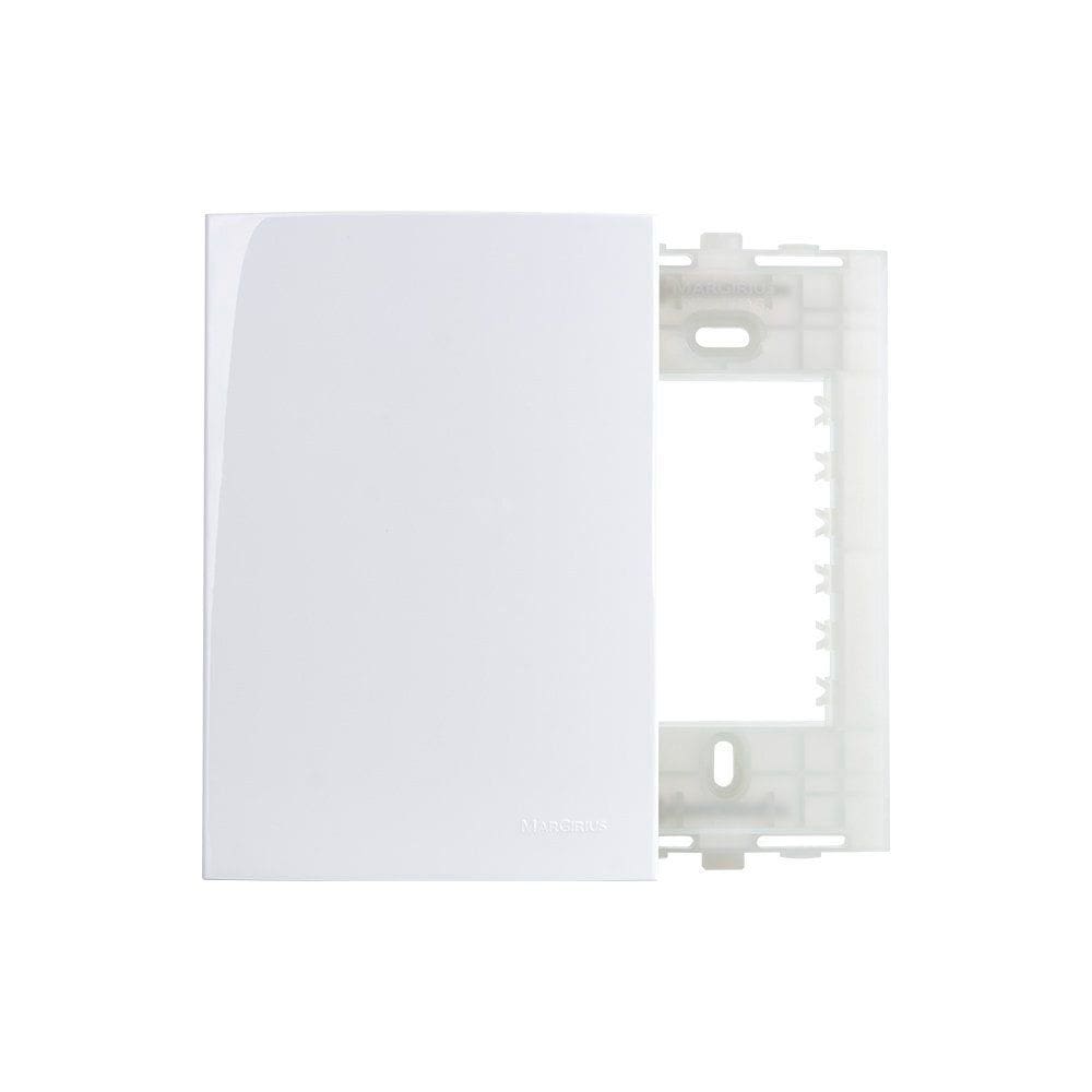 Placa Cega com Suporte MarGirius Sleek 4x2 Branca