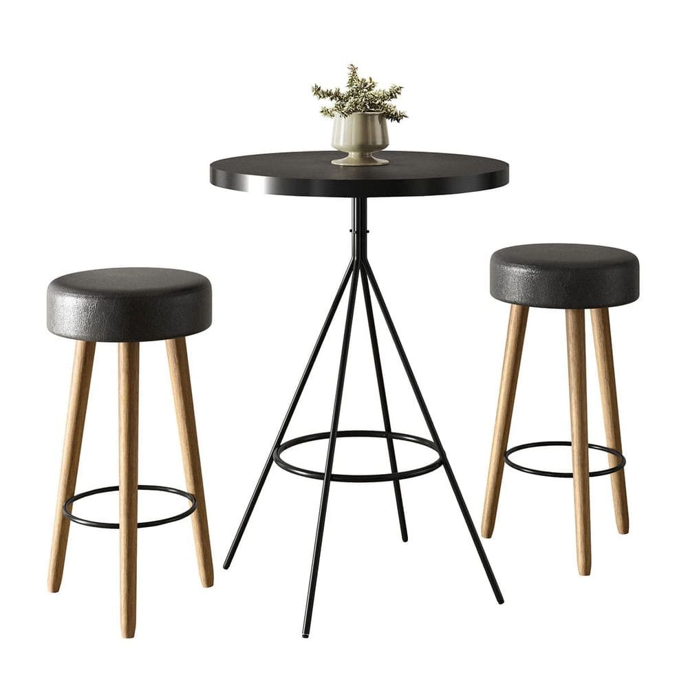 Mesa Bistrô Alta Detroit e 02 Banquetas Dallas Assento Redondo - EdeCasaMóveis