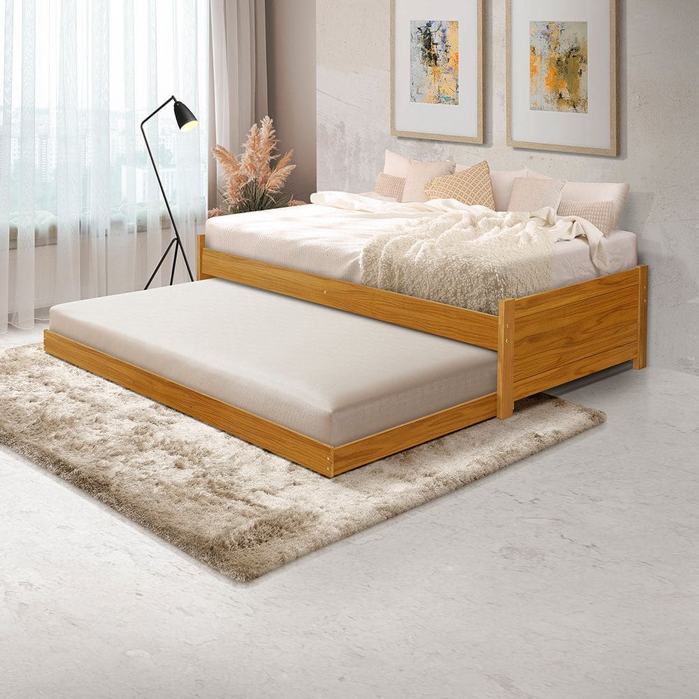 Cama Solteiro Bibox Bicama Gabrieli com 2 Colchões Inclusos - Imbuia