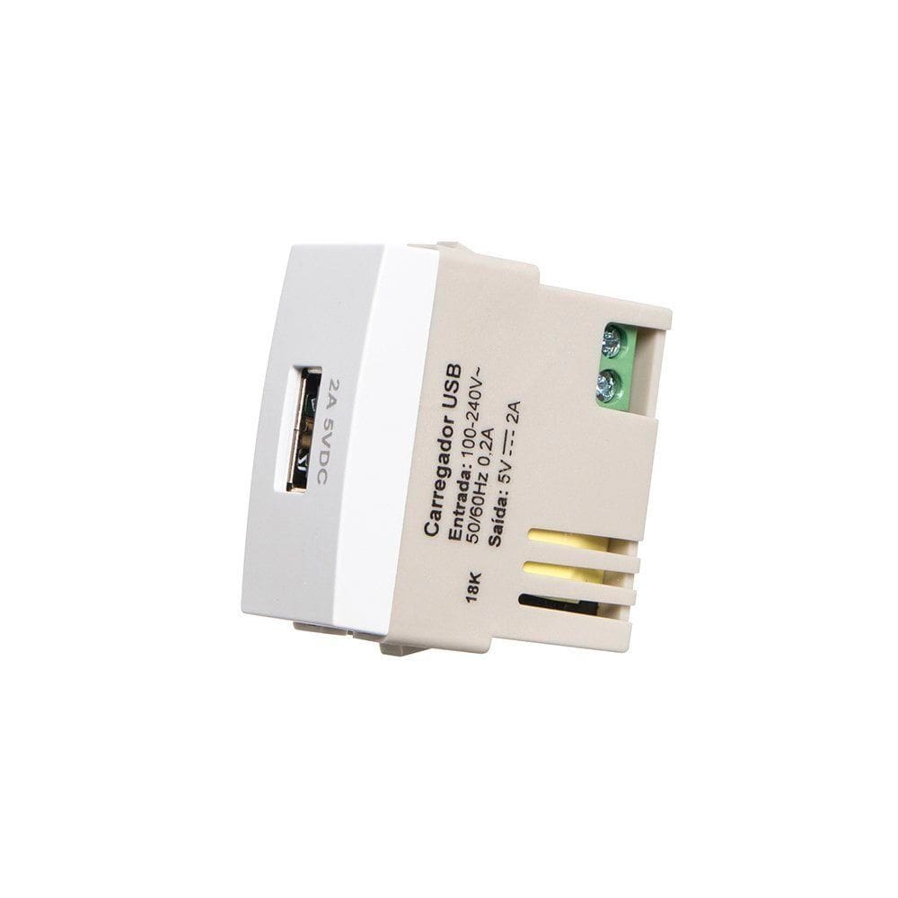 Módulo Tomada Carregador USB-A MarGirius Sleek 2A 10W Branco