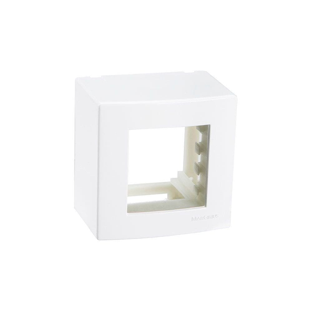 Caixa de Sobrepor com Suporte MarGirius Sleek 75x75 para 2 Módulos Branca