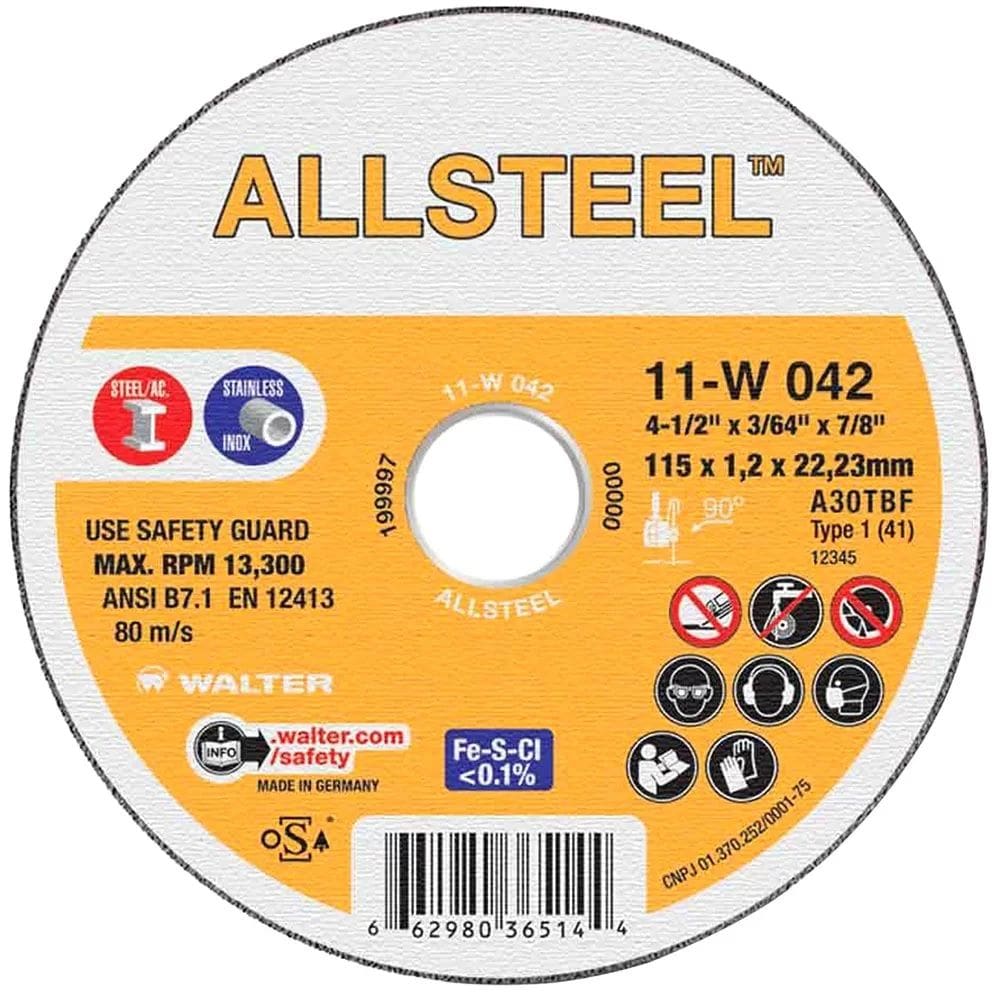 DISCO CORTE ALLSTEEL 4.1/2” X3/64X7/8 11W042 WALTER
