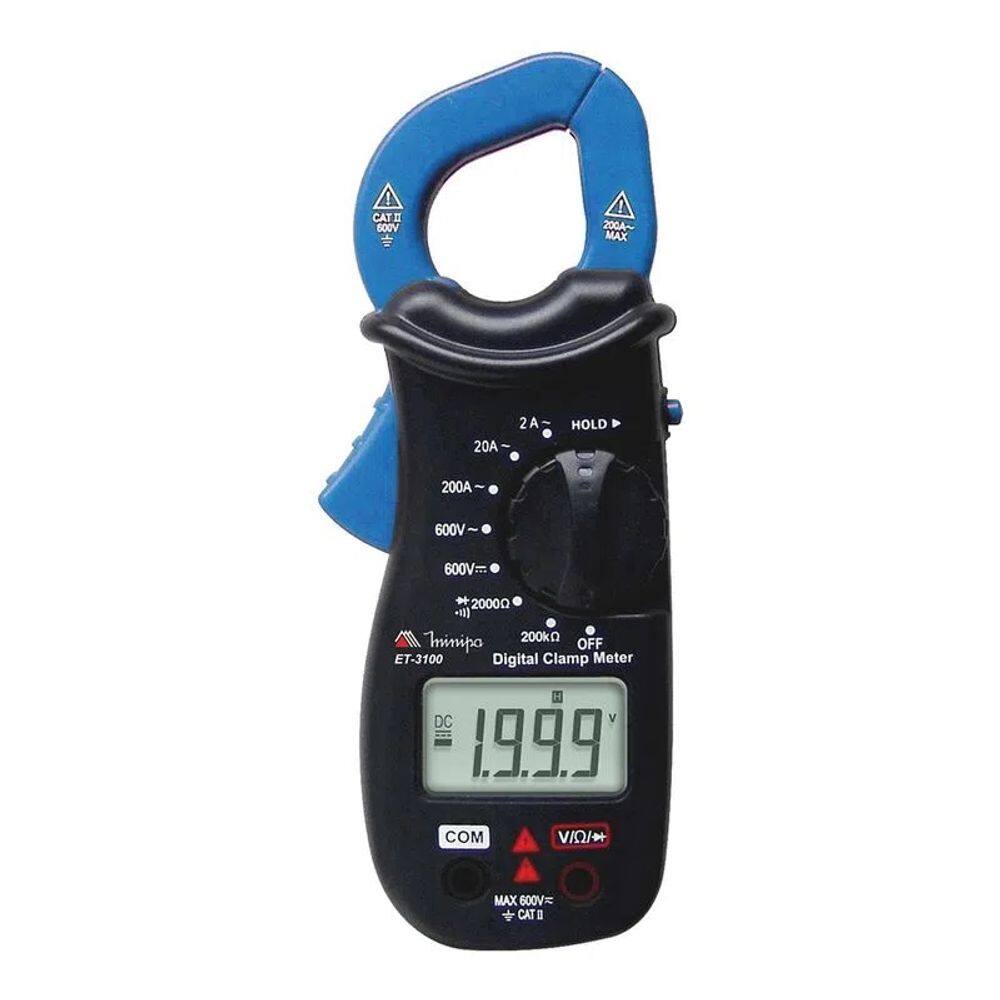 Alicate Amperimetro Digital 3 1/2D Cat Ii Corrente 200A Et-3100