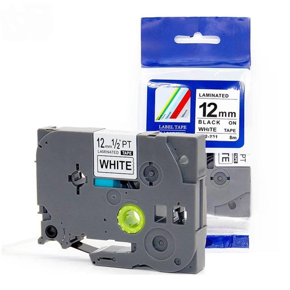 Kit 6 Fitas Compatível Brother Tze-231 Branca 12mm Kze