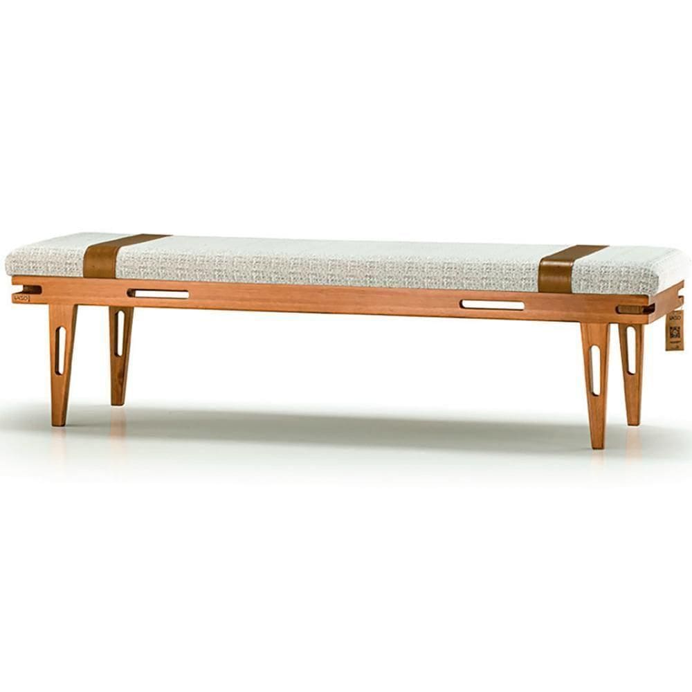 Banco Los Recamier Ozki 161 Cm Madeira Eucalipto Cedro Tecido Cinza