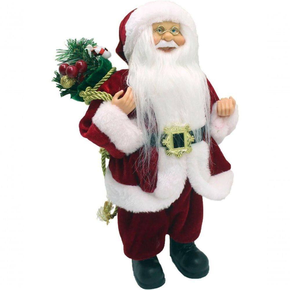 Boneco Papai Noel Tradicional Enfeite Com Saco Presente 32cm