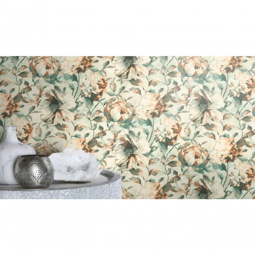 Papel De Parede Barbara Home Flores Azul E Marrom 485134