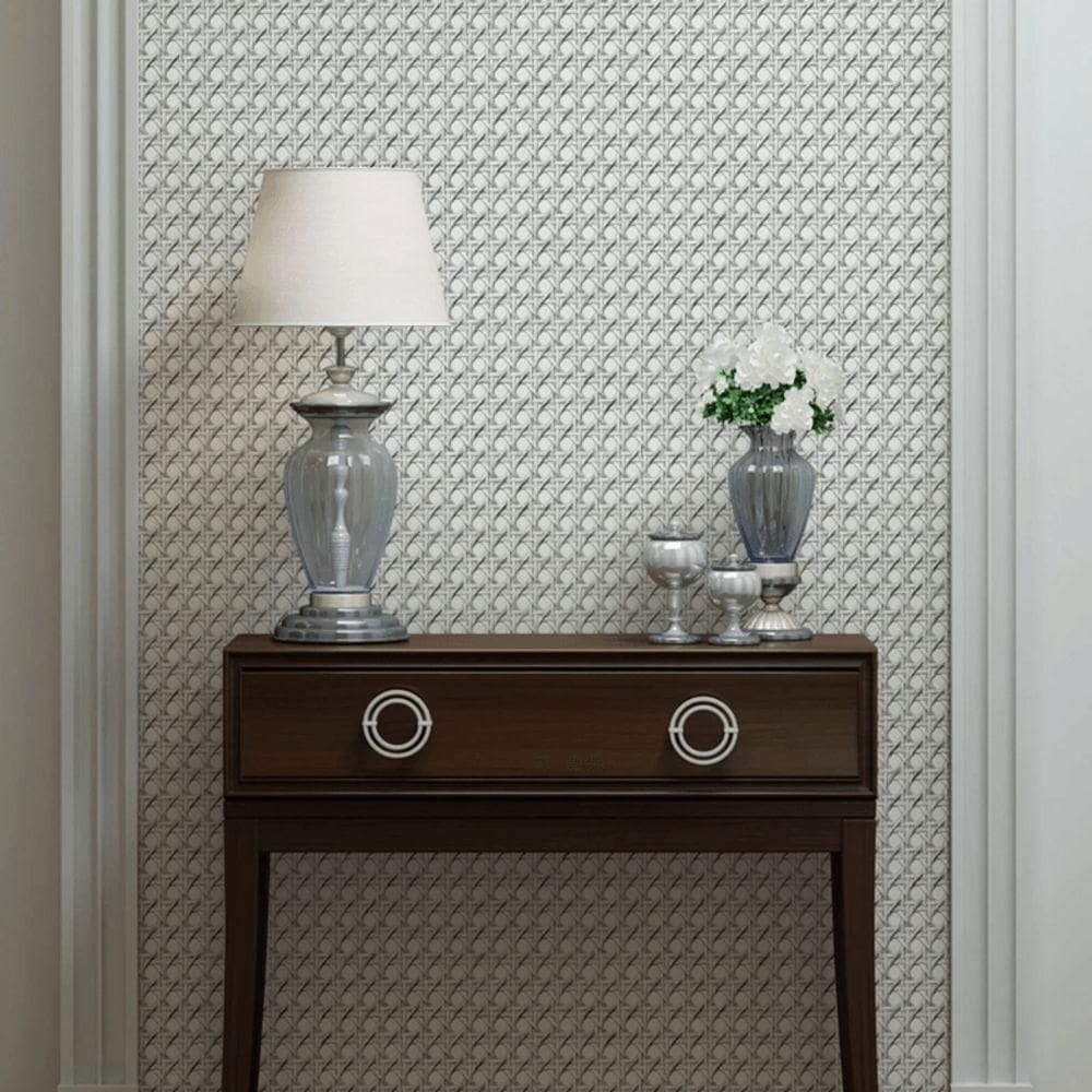 Papel De Parede Struktura Geométrico Branco 45754