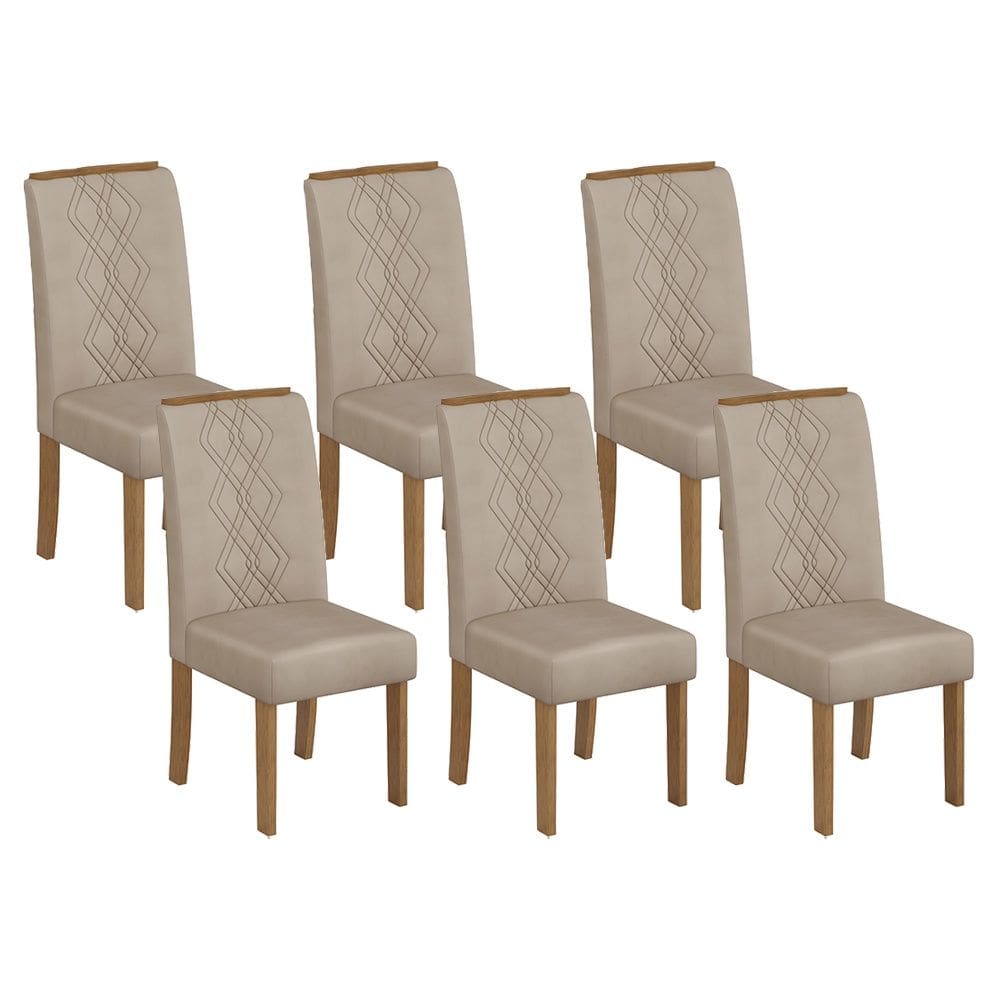 Kit com 06 Cadeiras Ayla Freijó Veludo Creme DJ Móveis