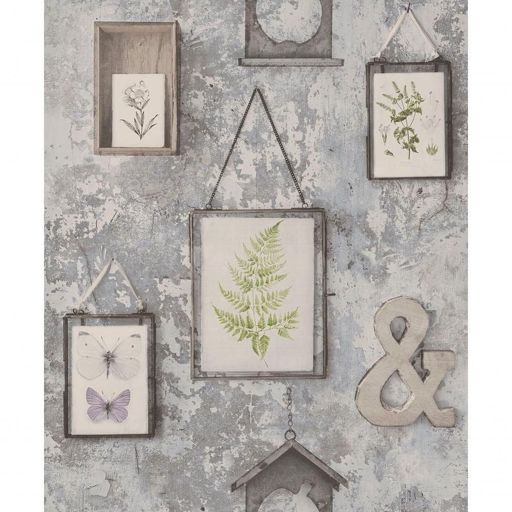 Papel De Parede Exposure Ep2102 Parede Envelhecida Com Molduras - Rolo 10m X 0,53m
