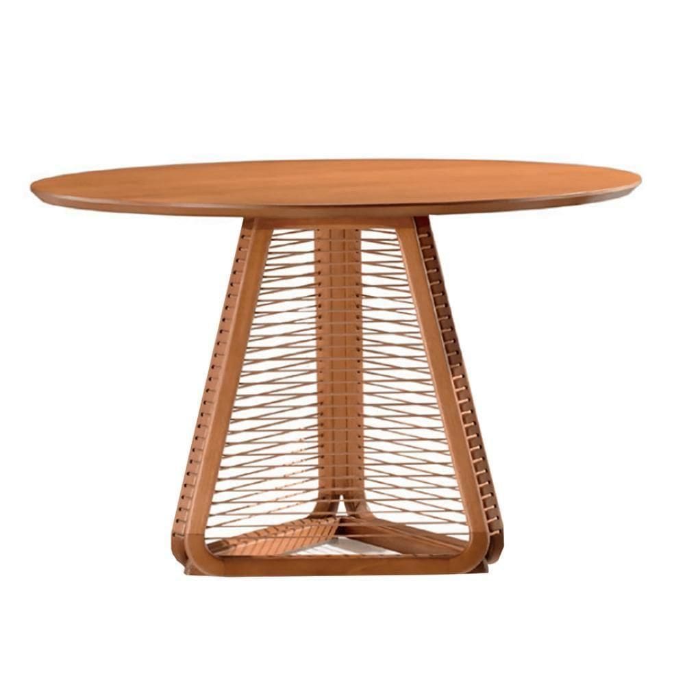 Mesa De Jantar Coss Ozki 120 Cm Madeira Eucalipto Cedro Redonda Corda Redonda Rami