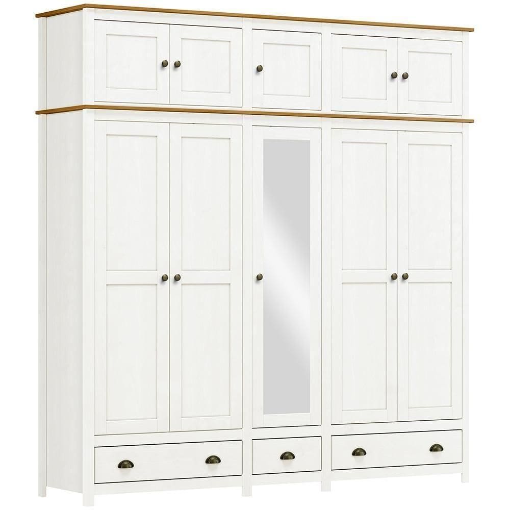 Guarda Roupa 10p 3g Espelho Madeira Maciça 220 Cm 9139 Branco Freijo Milani Store