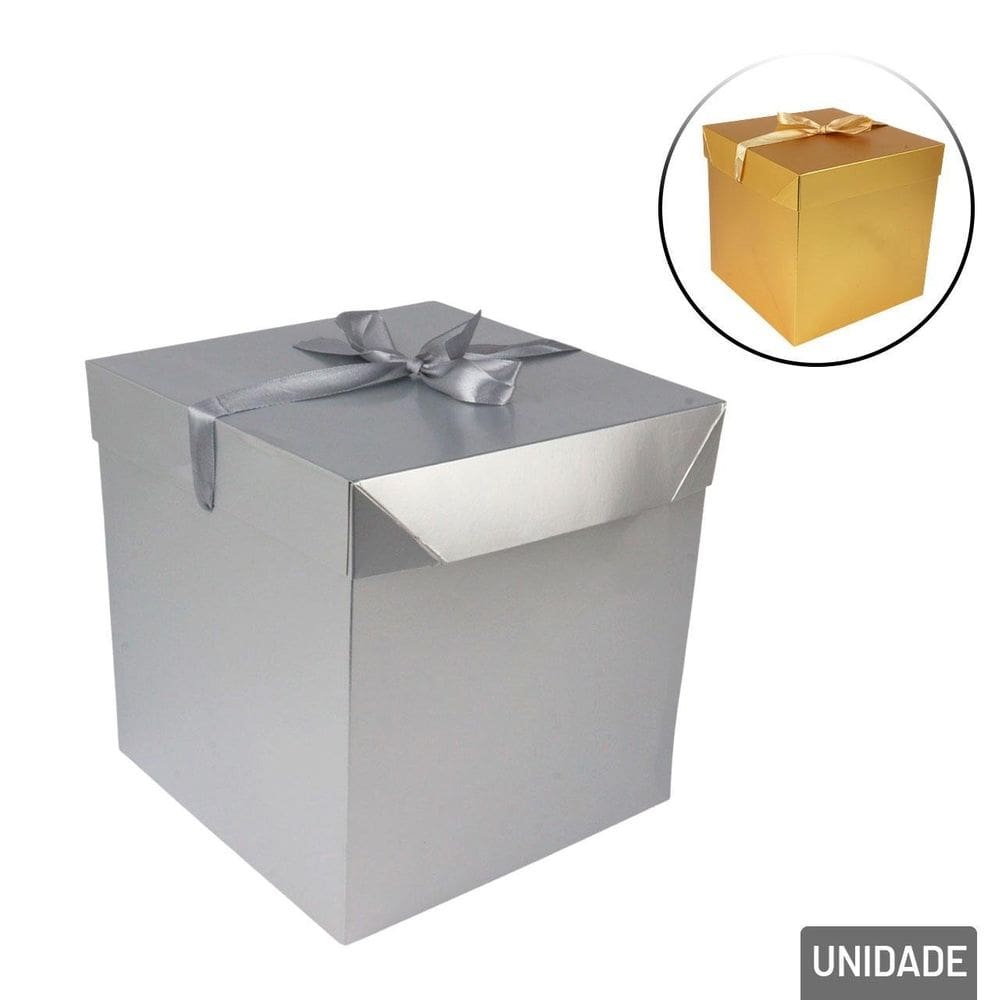 Caixa de Presente de Papel 21cm com Laço Color - Tudo em Caixa