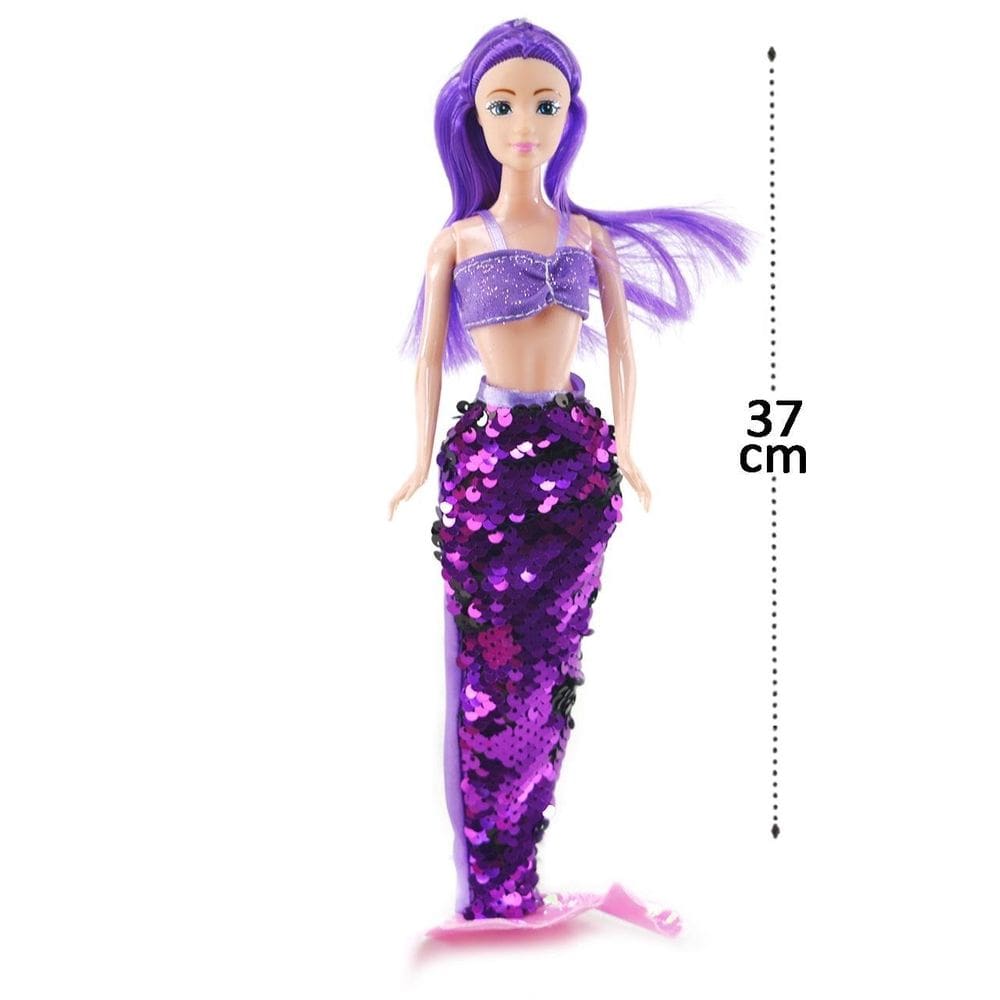 Boneca Sereia com Lantejoula Muda de COR - Tudo em Caixa