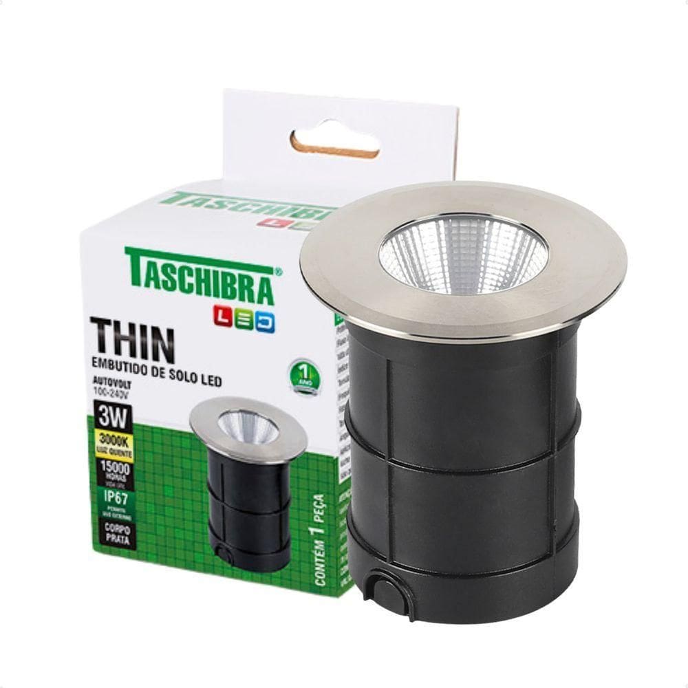 Embutido De Solo Led Taschibra Thin 3w Redondo Bivolt Prata