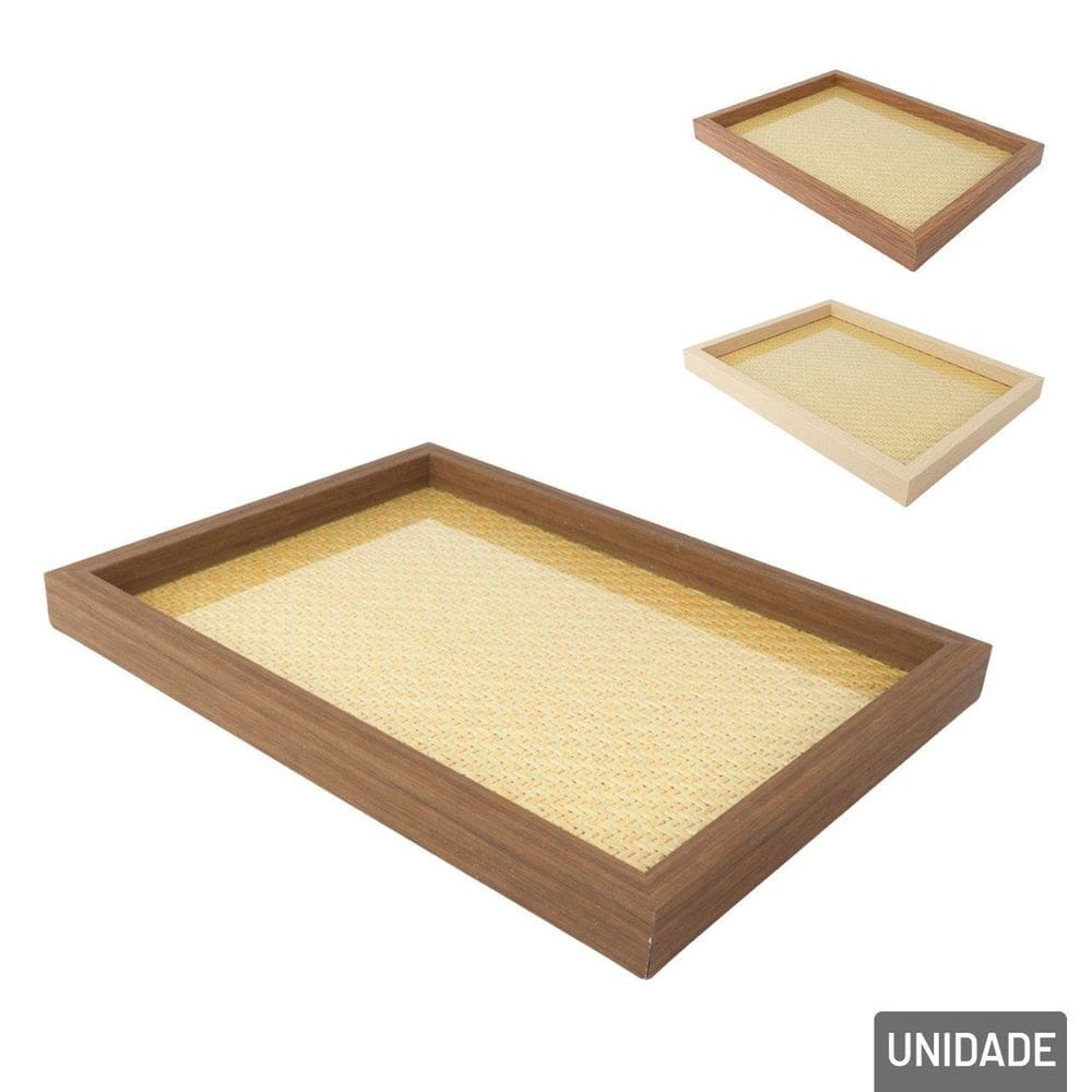 Bandeja Decorativa de Madeira 22x30cm Color - Tudo em Caixa