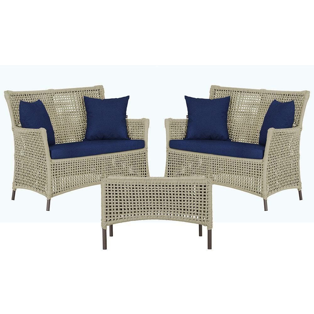 2 Sofás E Mesa Igapó Alumínio Marrom Corda Náutica E10 Trama Rami