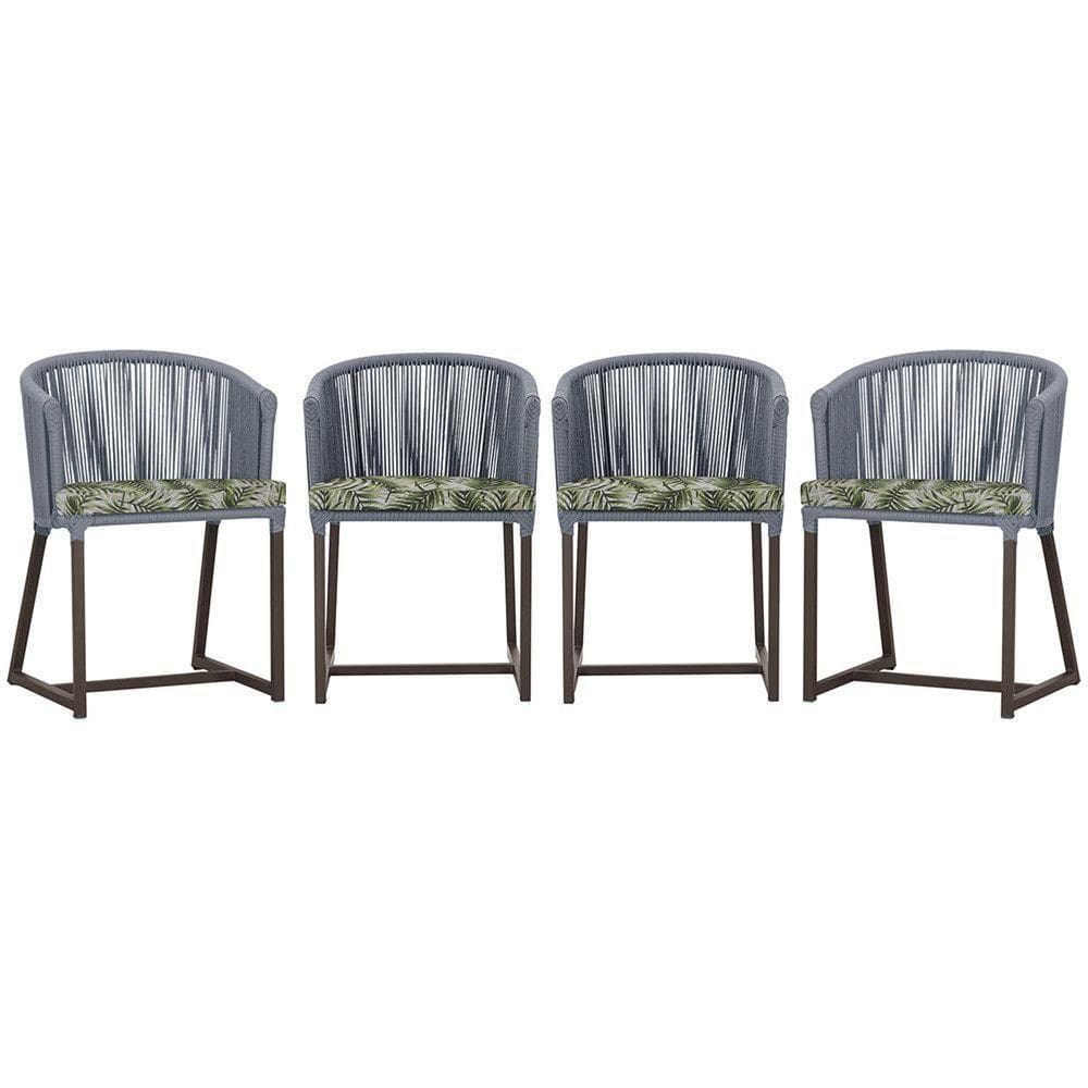 4 Cadeiras De Jantar Noronha Marrom Corda Náutica E5 Trama Prata