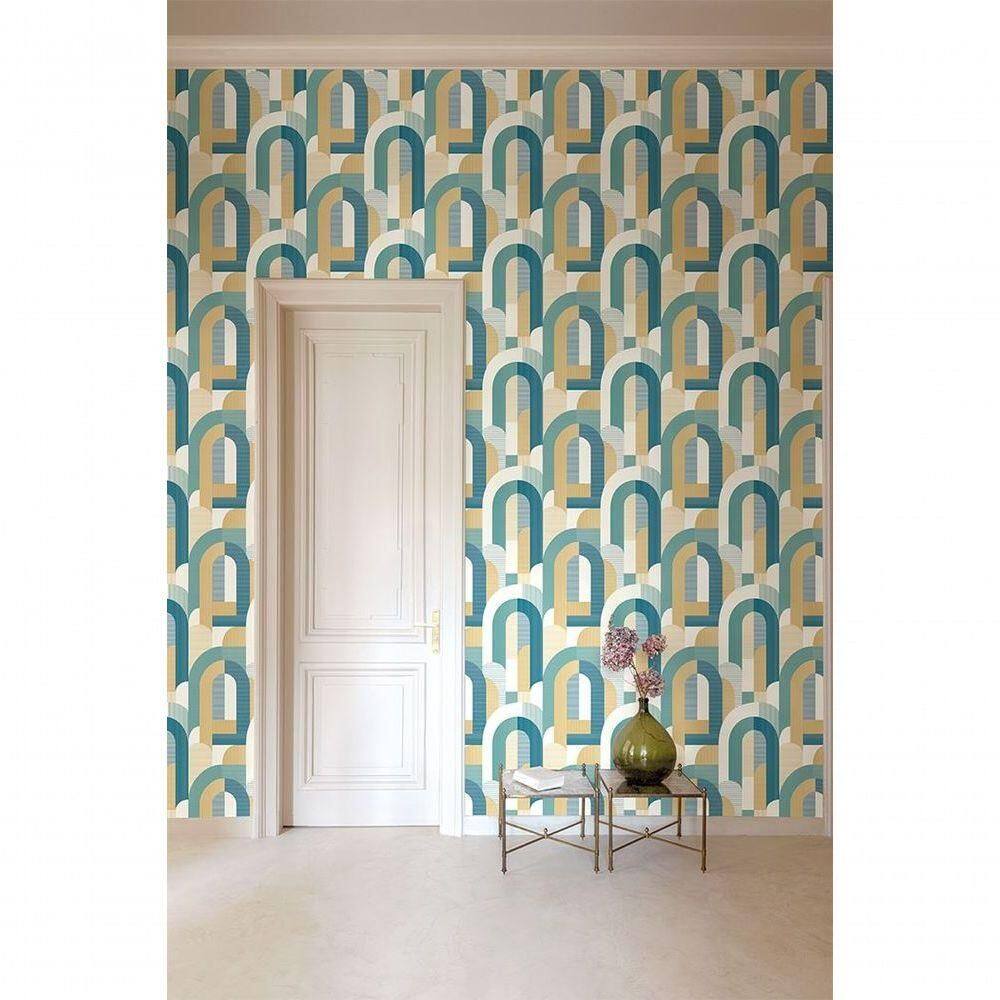 Papel De Parede Maison Geométrico Azul Mn3612