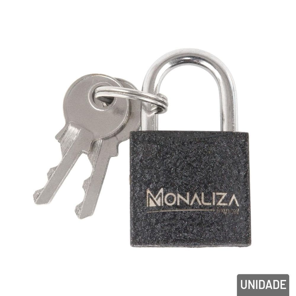 Cadeado 25mm com 2 Chaves Haste Curta Preto - Tudo em Caixa